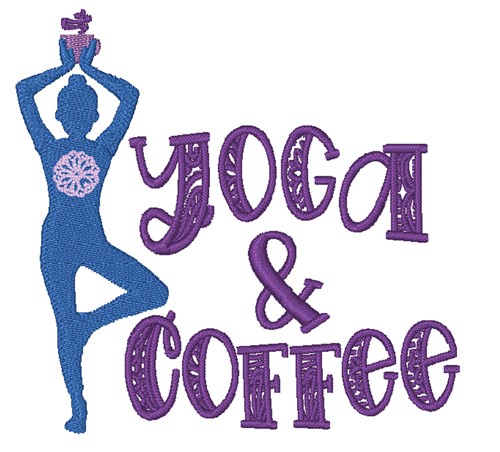Yoga & Coffee Machine Embroidery Design