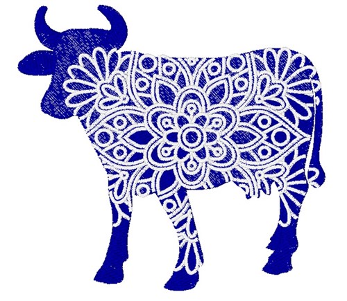 Cow Mandala Machine Embroidery Design