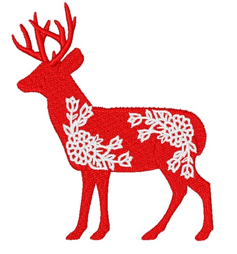 Deer Flowers Machine Embroidery Design