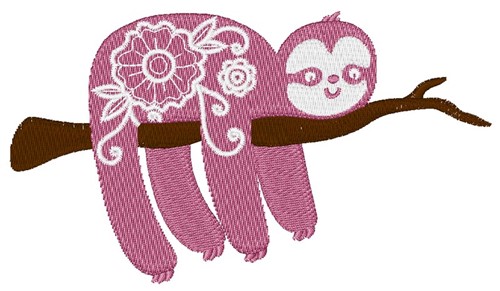 Floral Sloth Machine Embroidery Design