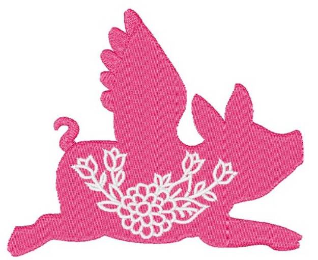 Picture of Flying Pig Flowers Machine Embroidery Design
