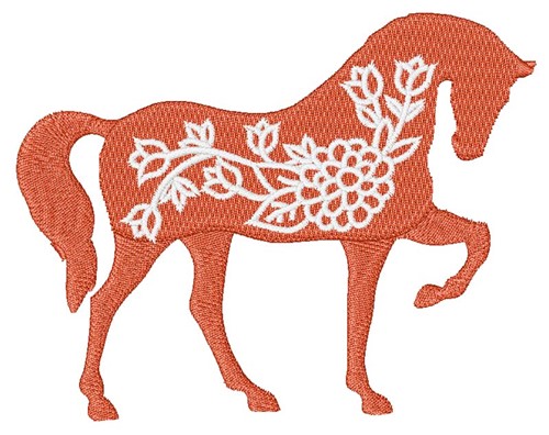 Horse Flowers Machine Embroidery Design