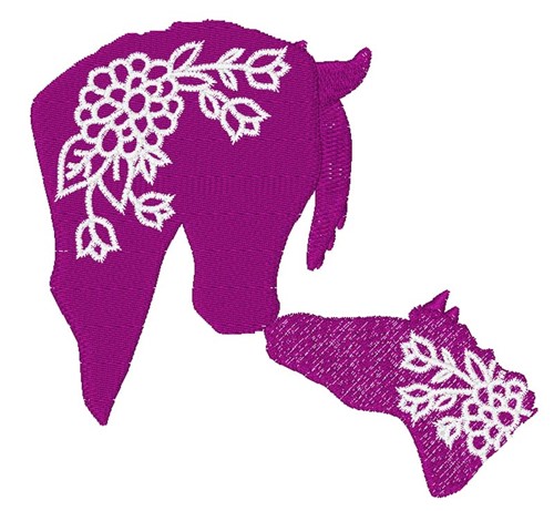 Flower Horses Machine Embroidery Design