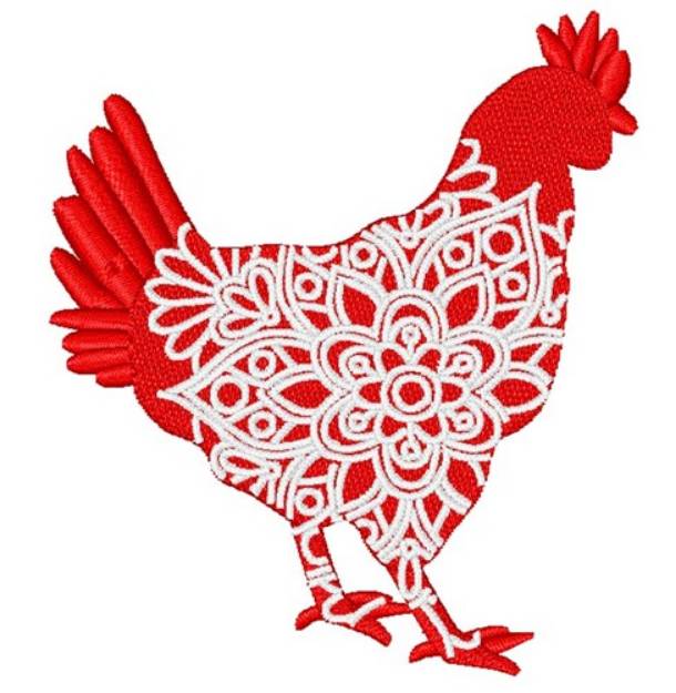 Picture of Rooster Mandala Machine Embroidery Design