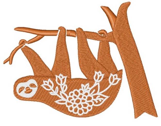 Picture of Sloth Flowers Machine Embroidery Design