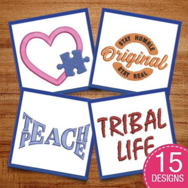 Picture of Teach Peace Embroidery Design Pack