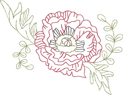 Wild Rose Outline Machine Embroidery Design