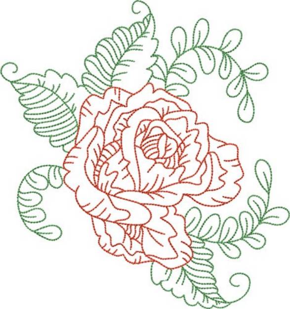 Picture of Outlined Rose Machine Embroidery Design