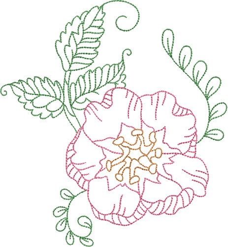 Prairie Rose Outline Machine Embroidery Design