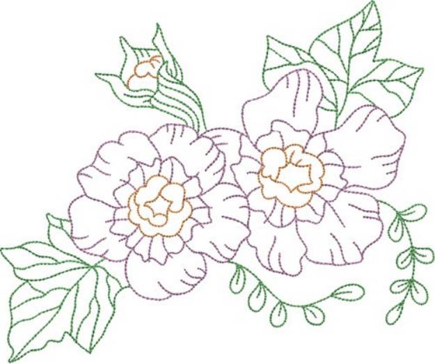 Picture of Double Prairie Rose Outline Machine Embroidery Design