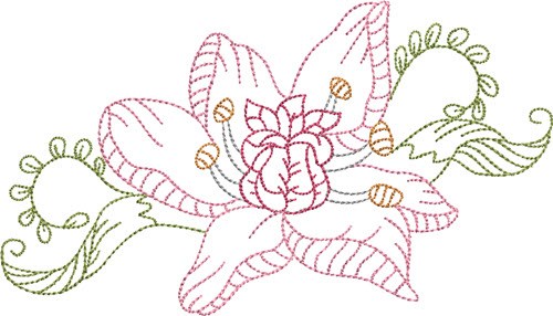 Outline Wild Flower Machine Embroidery Design
