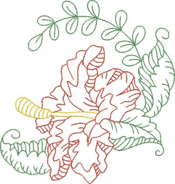 Picture of Hibiscus Outline Machine Embroidery Design