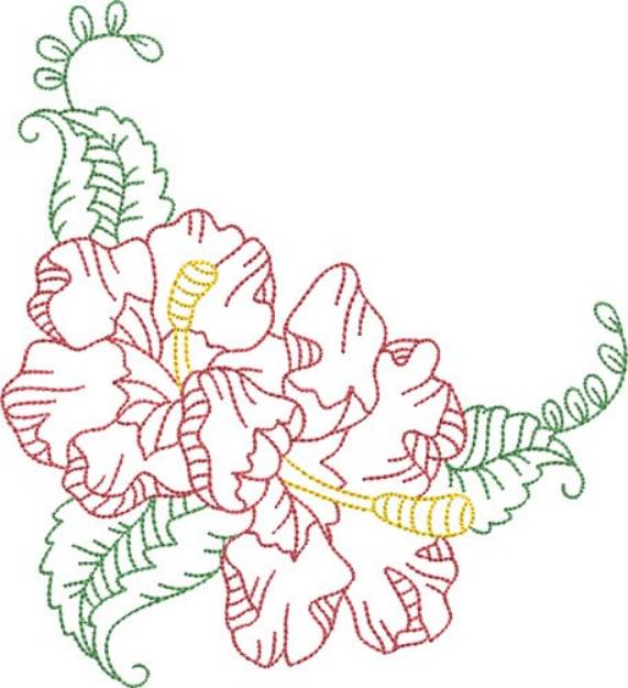 Picture of Hibiscus Flower Corner Outline