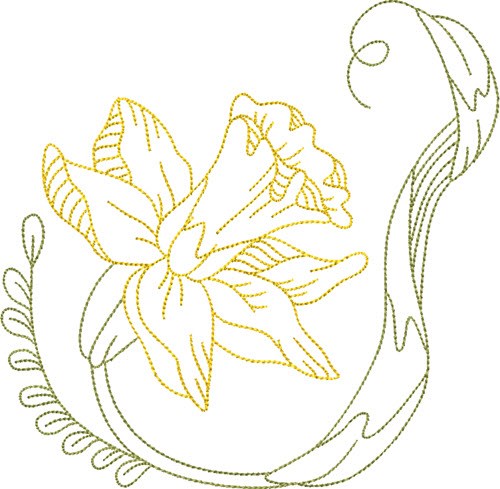 Daffodil Outline Machine Embroidery Design