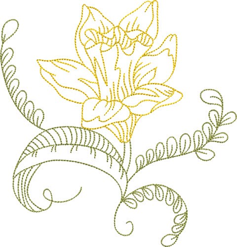 Pretty Daffodil Outline Machine Embroidery Design