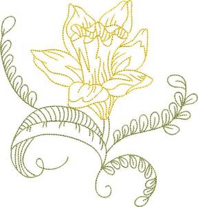 Picture of Pretty Daffodil Outline Machine Embroidery Design