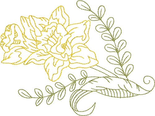 Creeping Daffodil Outline Machine Embroidery Design