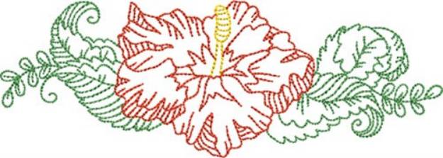 Picture of Red Hibiscus Outline Border Machine Embroidery Design