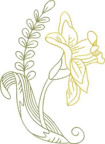 Blooming Daffodil Outline Machine Embroidery Design