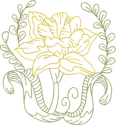 Daffodil Outline Machine Embroidery Design