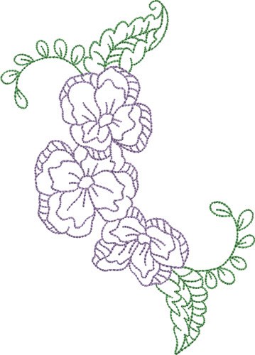 Wild Flower Border Outline Machine Embroidery Design