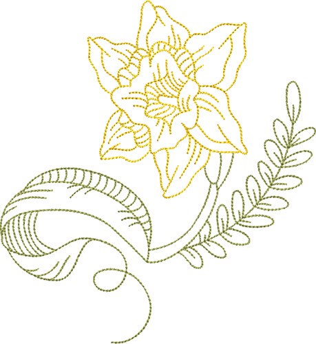 Daffodil Flower Outline Machine Embroidery Design