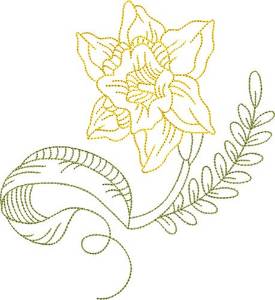 Picture of Daffodil Flower Outline Machine Embroidery Design