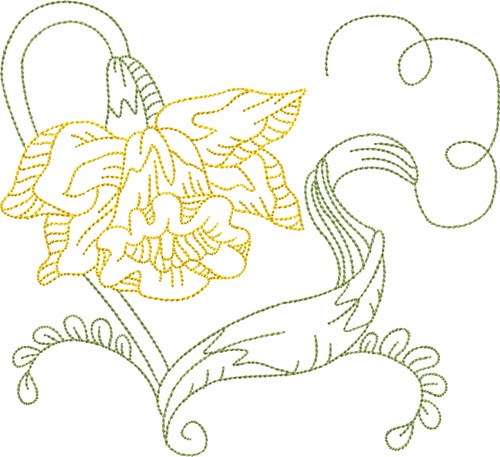 Trailing Daffodil Outline Machine Embroidery Design