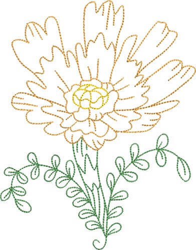 Blooming WIldflower Outline Machine Embroidery Design