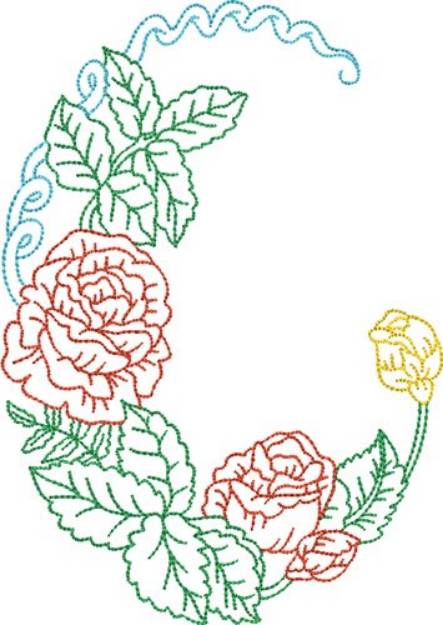 Picture of Oval Roses Machine Embroidery Design