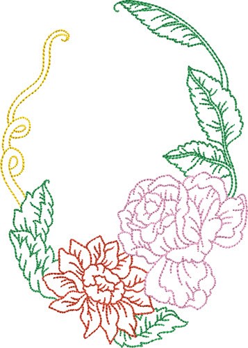 Oval Outline Roses Machine Embroidery Design