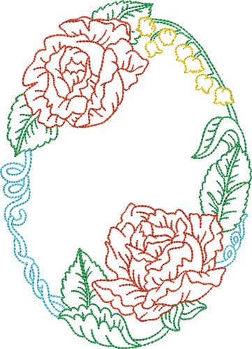 Oval Roses Machine Embroidery Design