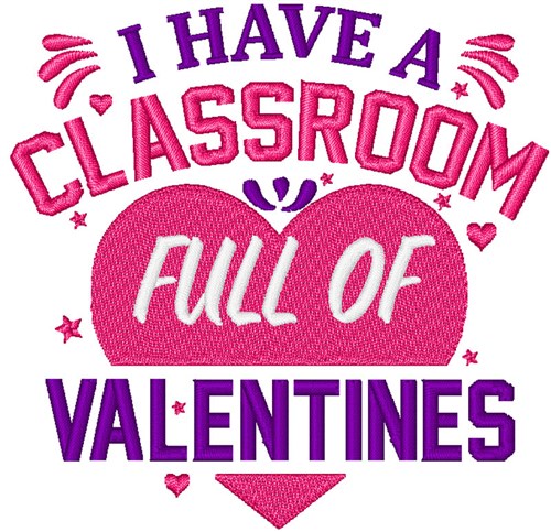Classroom Full Of Valentines Machine Embroidery Design