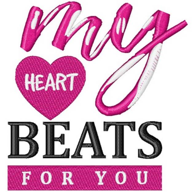 Picture of Heart Beats For You Machine Embroidery Design