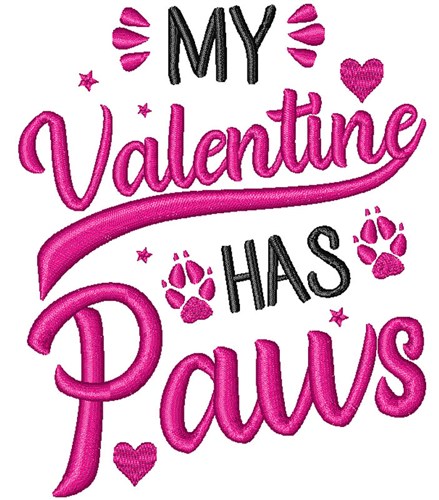 My Valentine Has Paws Machine Embroidery Design