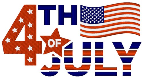 4th Of July Flying Flag Machine Embroidery Design