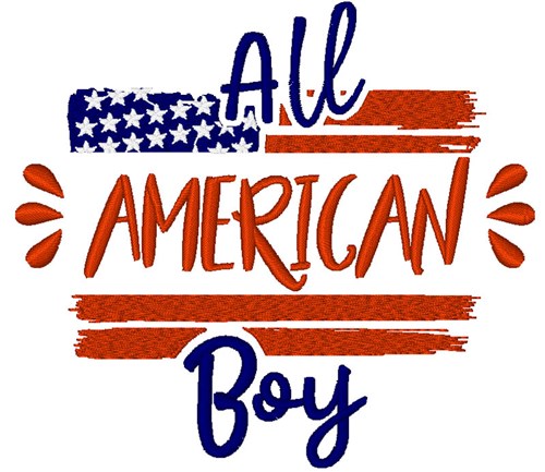 Patriotic All American Boy Machine Embroidery Design