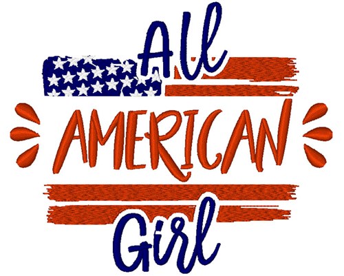 Patriotic All American Girl Machine Embroidery Design