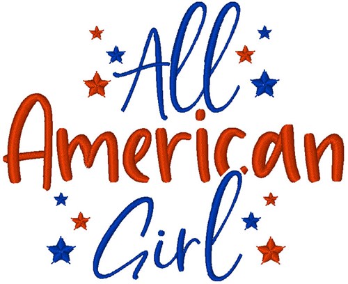 Decorative All American Girl Machine Embroidery Design