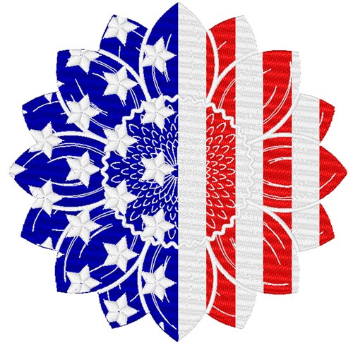 Vertical American Flag Sunflower Machine Embroidery Design