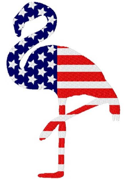 Picture of American Flag Flamingo Machine Embroidery Design