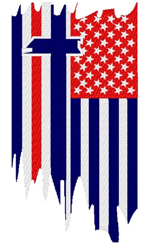Distressed American Flag & Cross Machine Embroidery Design