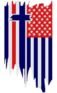 Picture of Distressed American Flag & Cross Machine Embroidery Design