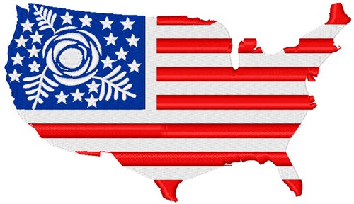 Rose American Flag USA Machine Embroidery Design