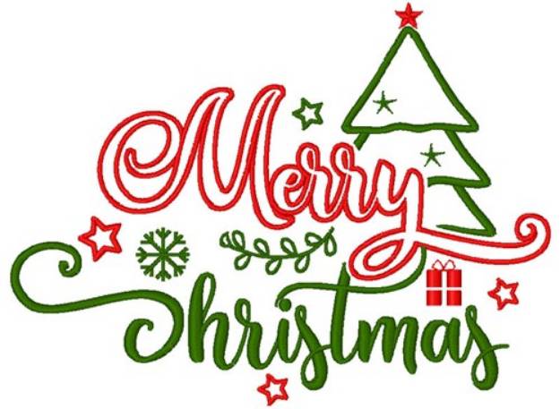 Picture of Merry Christmas Outline Machine Embroidery Design