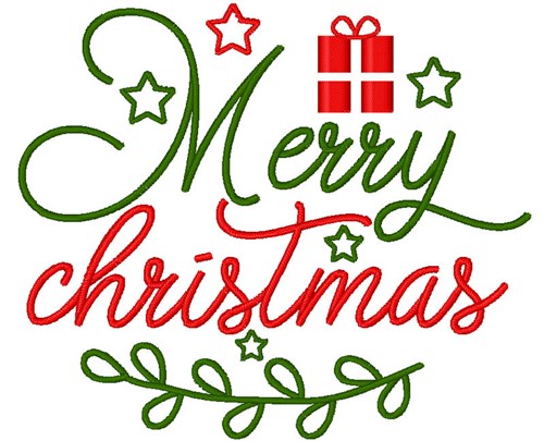 Merry Christmas Gift Machine Embroidery Design