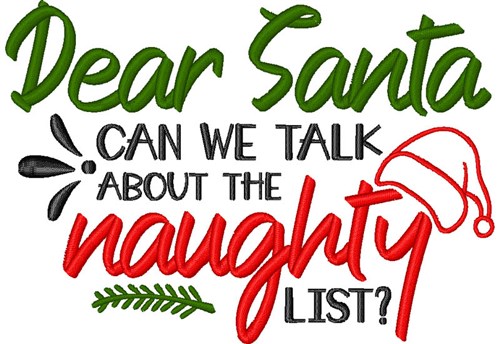 Talk About The Naughty List Machine Embroidery Design