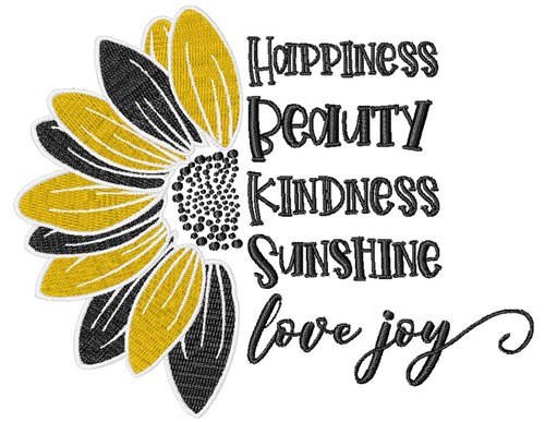 Happiness Beauty Love Joy Machine Embroidery Design