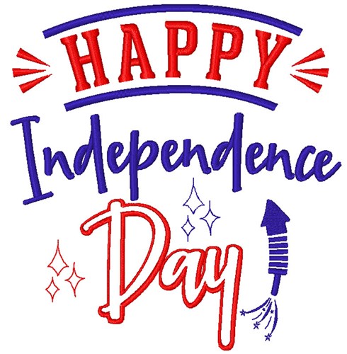 Happy Independence Day Firework Machine Embroidery Design