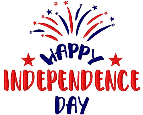 Happy Independence Day Fireworks Machine Embroidery Design